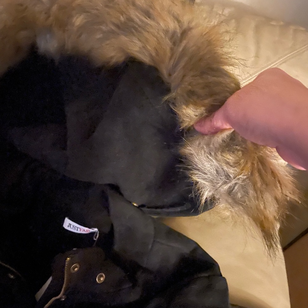 JustFab Black Jacket with removable Faux Fur Trim